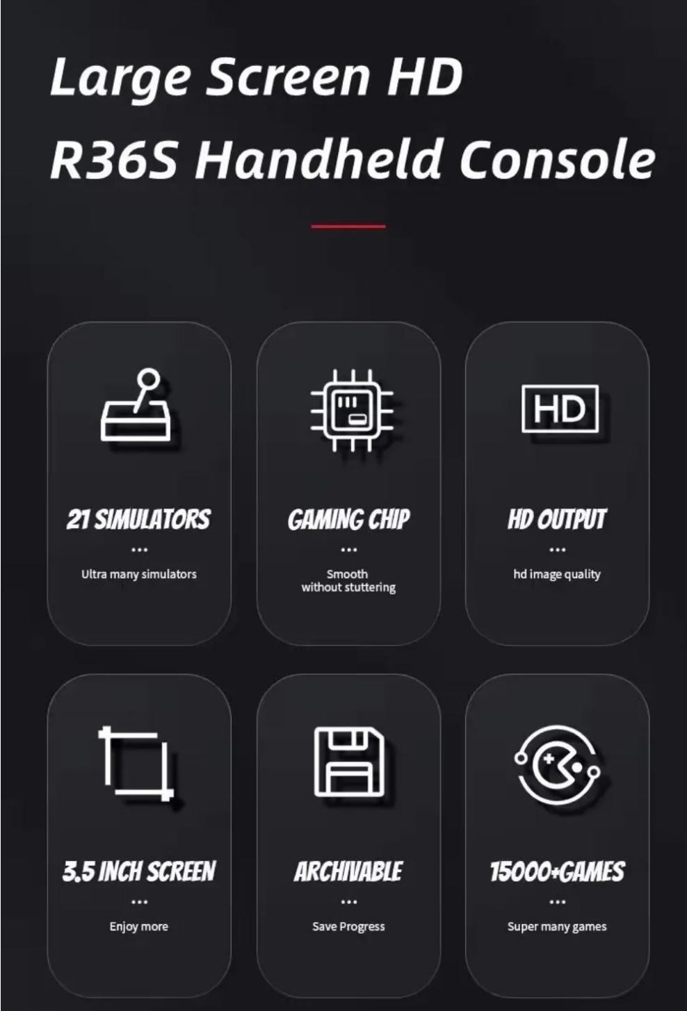 R36S Game Model 3.5'' Screen Support 21 Simulators Build In 15,000 Retro Video Games